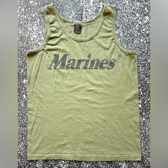 Vintage ‘Marines’ USMC Tank Top (Made in USA) Dark Green / Black Size Medium - Picture 1 of 3